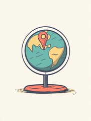 Leinwandbilder - A globe features a prominent location pin, indicating a highlighted destination in a clean, minimalist design. Generative AI