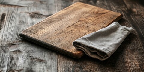 Aufkleber - Board and napkin on a wooden surface, close-up.