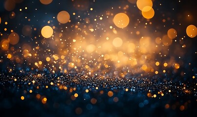 Poster - A vibrant background filled with sparkling golden and dark blue bokeh lights, creating a magical and dreamy atmosphere.