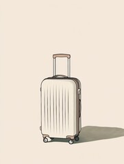 Poster - A sleek suitcase with sharp lines stands upright, featuring a handle and wheels, conveying a sense of readiness for an adventure. Generative AI