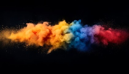 Poster - A vibrant explosion of colored powder creates a stunning visual effect against a dark background.