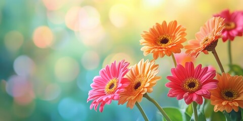 Poster - Fresh gerberas (daisy gerber). Spring backdrop
