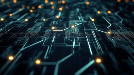 Poster - A beauty futuristic abstract background in a high-tech style. Shining lines and patterns resembling neural networks, connections, and digital circuits.