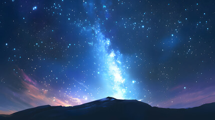 Wall Mural - the blue-colored milky way seen in the dark night mountains. generative ai