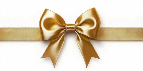 Poster - Golden ribbon bow on a white background