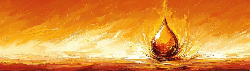 Poster - Intricate Anime Style Illustration of Orange Droplet