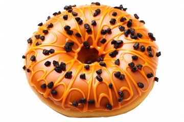 Canvas Print - Halloween donut orange dessert bagel food.