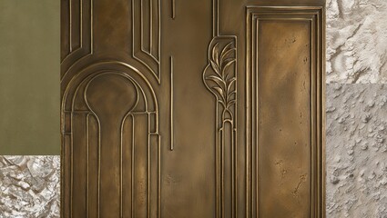 Canvas Print - A close-up of an intricate brass panel with a geometric design.