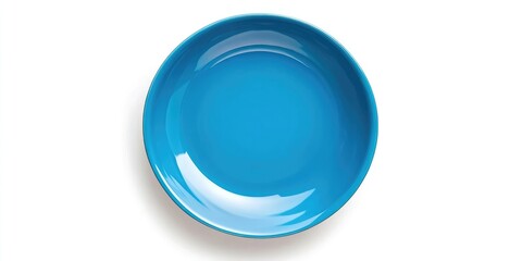 Sticker - Plate isolated against a white background. Blue empty dish. A top view of a flat arrangement.