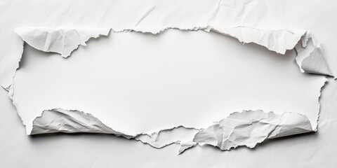 Aufkleber - Torn paper with a rolled edge featuring blank space. Torn paper with white copyspace. Vacant area for your message. Two pieces of torn paper displaying an opening with a white clipping path.