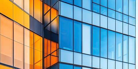 Poster - Architectural features of a contemporary office building featuring reflections.