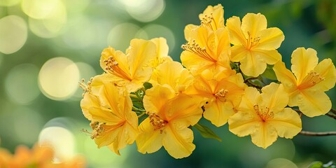 Poster - a collection of vibrant and lovely yellow tabebuia flowers