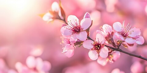 Poster - Pink blossoms on spring fruit trees.