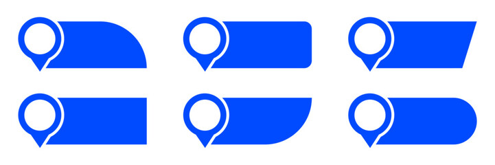 Leinwandbilder - Set of blue pin text tag icons. Pointer icon pin with space for text vector collection