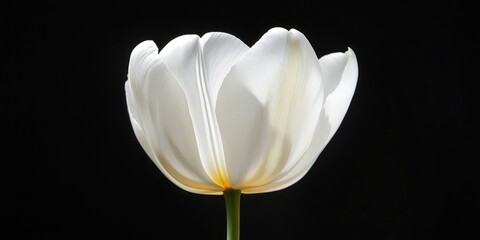 Aufkleber - Lovely white tulip on a black background