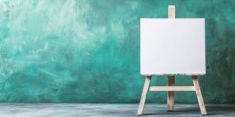 Poster - a blank artist easel set against a green background