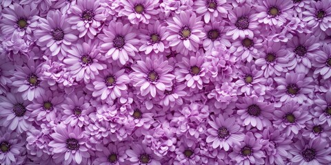 Poster - Floral backdrop featuring lilac chrysanthemums. Greeting card with copyspace.