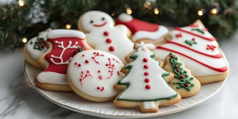 Wall Mural - Festively decorated Christmas cookies