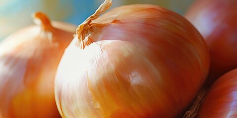 Poster - Overexposed golden brown fresh onion, close-up with selective focus.