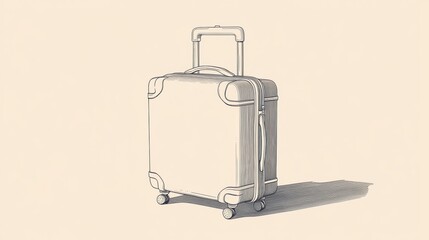 Aufkleber - This minimalist illustration showcases a sleek suitcase with a handle, emphasizing clean lines and a contemporary design. Generative AI