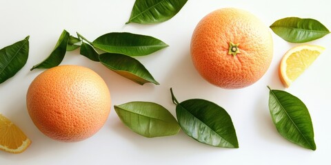 Aufkleber - Fresh Grapefruit, green on a white backdrop.