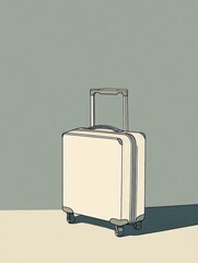 Aufkleber - The illustration features a sleek suitcase with a handle, presented in a minimalist style with sharp lines and soft colors. Generative AI