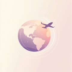 Leinwandbilder - A stylish globe is depicted with an airplane soaring above, leaving a dynamic trail, encapsulating the spirit of worldwide travel and discovery. Generative AI
