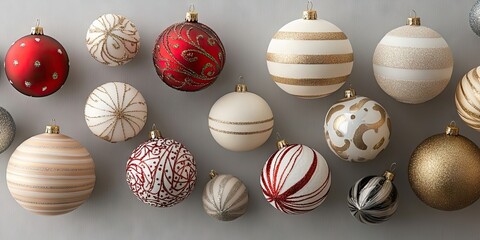 Poster - Christmas ornaments on a grey background