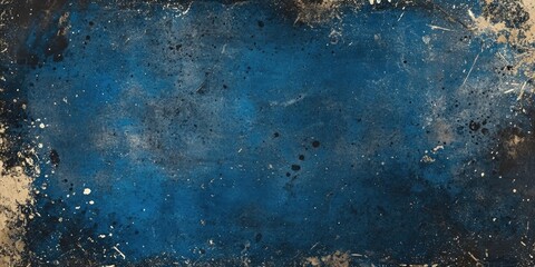 Poster - Grunge texture. Soiled surface. Abstract backdrop. Muddy, aged brown and black distressed spots create a smeared mess over a blue display.