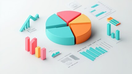 Poster - Colorful 3D Pie Chart and Graphs for Data Analysis