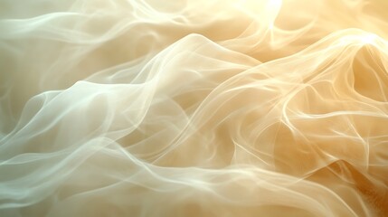 Aufkleber - Soft, ethereal waves of light fabric create a serene, tranquil atmosphere in a warm golden hue.