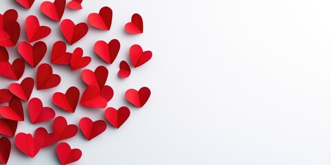 Aufkleber - Red paper hearts against a white background.