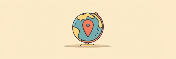 Aufkleber - This design showcases a simple globe with a bold location pin, emphasizing a specific travel destination perfect for planning adventures. Generative AI
