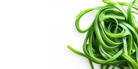 Poster - green noodles or jade noodles on a white background. copy space