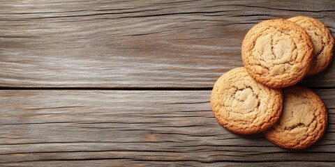 Poster - Fresh cookies on a rustic wooden surface.