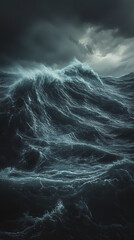 Wall Mural - metaphorical angry sea storm portrayed with high waves and dark tones