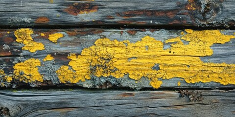 Poster - A piece of old wood with significant fading yellow offers a fine background texture image.