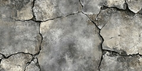 Poster - cracked cement with a gray surface layer serving as a background for design