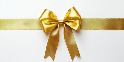 Poster - Golden ribbon bow on a white background