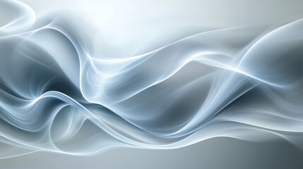 Leinwandbilder - A soft, flowing abstract design featuring light, translucent waves in shades of white and gray, evoking a sense of calm and serenity.