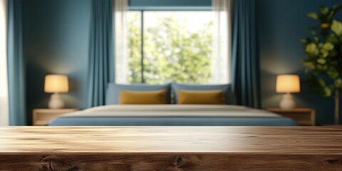 Poster - Table Top with Blurred Background in the Bedroom