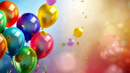 Aufkleber - A bunch of colorful balloons are floating in the air, creating a festive and joyful atmosphere. The balloons are of various sizes and colors, including pink, purple, blue, and green