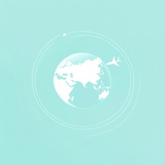 Poster - A simple globe is illustrated with an airplane creating a trail, evoking a sense of adventure and international exploration. Generative AI