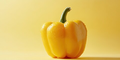 Poster - Close-up of a yellow bell pepper on a yellow paper background.