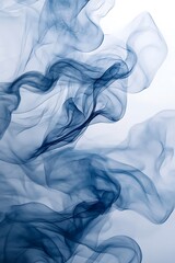 Leinwandbilder - Ethereal blue wisps swirl gracefully, creating a delicate and calming visual effect against a light background.