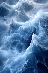 Aufkleber - An abstract representation of turbulent blue waves, capturing the fluidity and intricate textures of water in a mesmerizing, ethereal style.