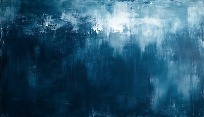 Poster - A serene abstract painting in shades of blue, evoking calmness and depth, with textured brushstrokes and subtle light reflections.