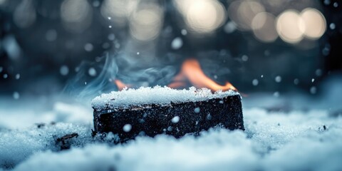 Poster - Burnt Label, Snow, Bokeh, Copyspace