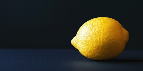 Poster - Yellow lemon on a black backdrop. Copyspace for text. The idea of advertising.