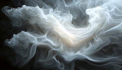 Aufkleber - A swirling, ethereal cloud of white and gray, resembling smoke or mist, creating an abstract, dreamy appearance.